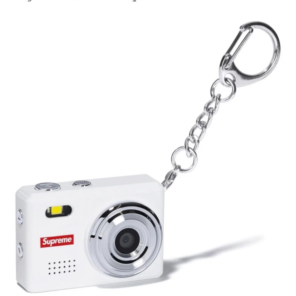 Supreme Silver and White Camera Keychain